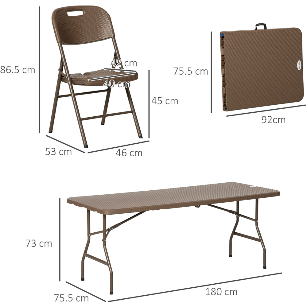 Outsunny 6 Seater Rattan Patio Dining Set Brown Image 5