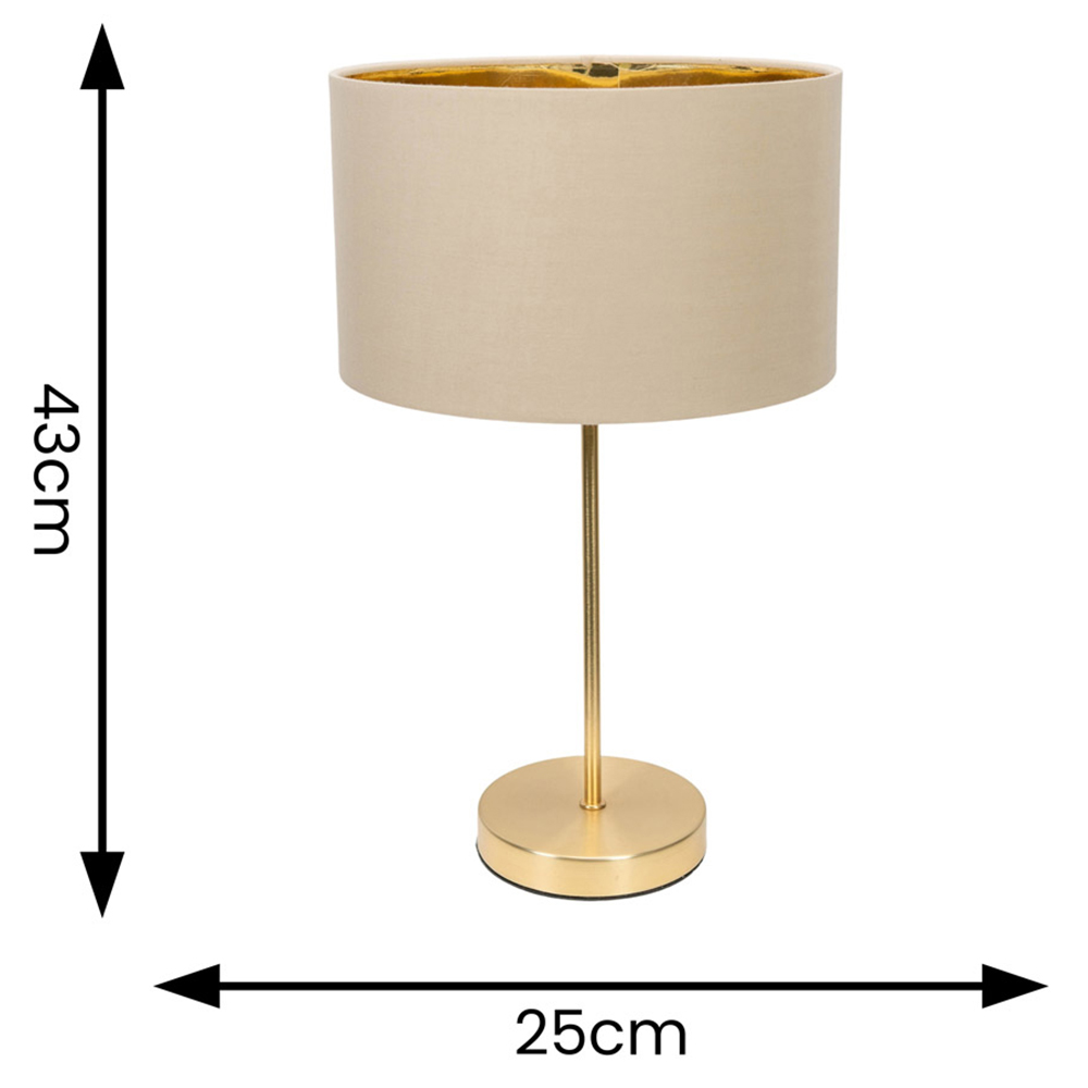 ValueLights Charlie Metallic and Natural Shade Gold Table Lamp and Bulb Image 4