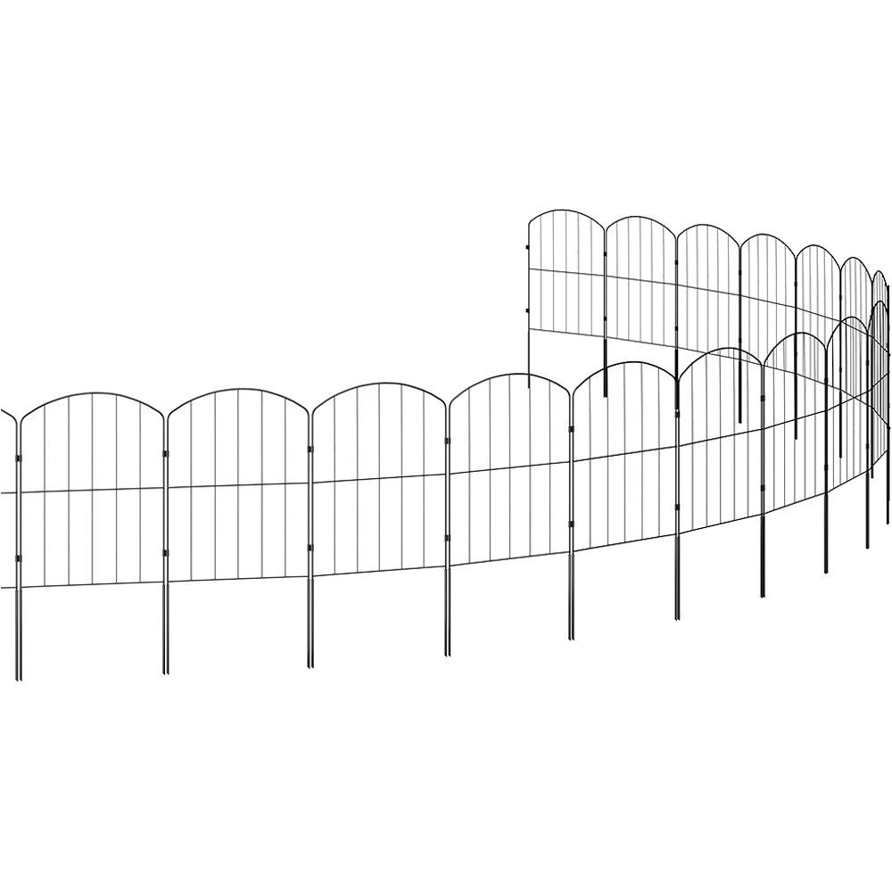 Living and Home Black 31 x 61cm 25 Pack Multipurpose Arched Wrought Iron Garden Fence Image 4
