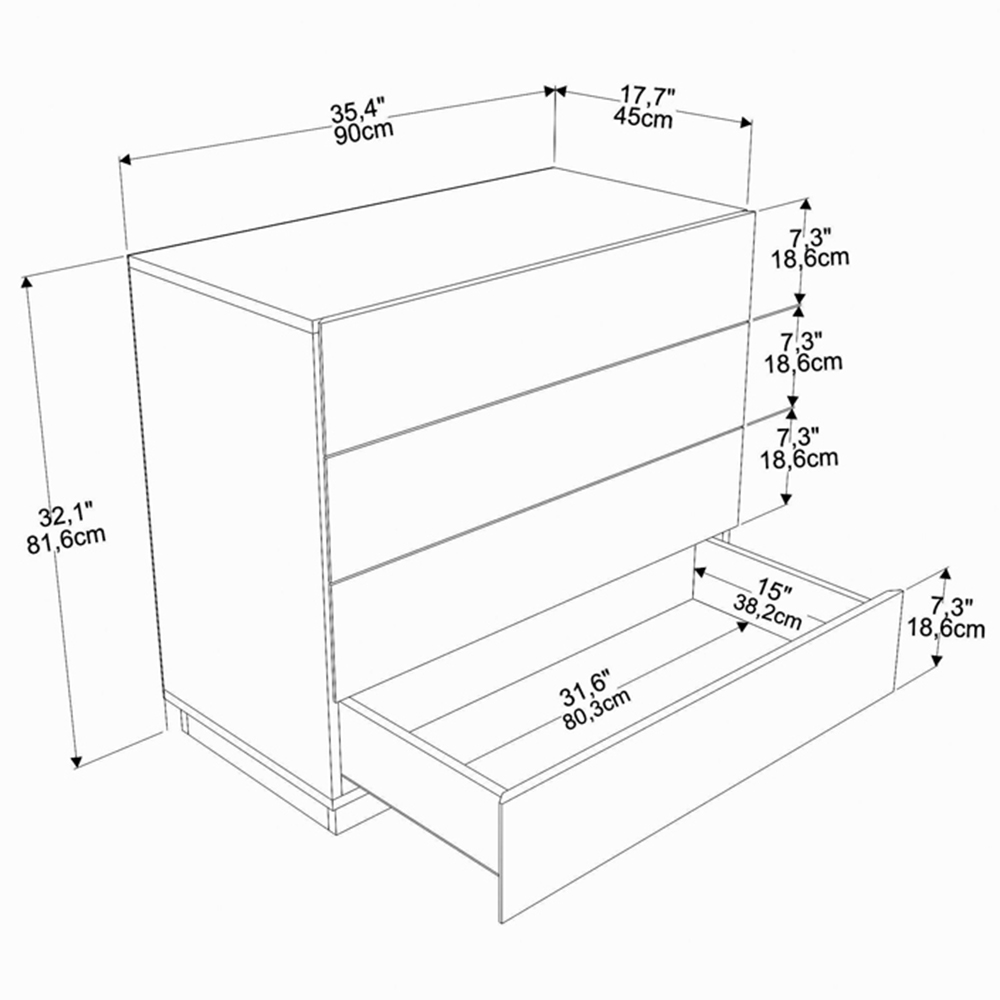 Decorotika Lines 4 Drawer Cordoba Chest of Drawers Image 7