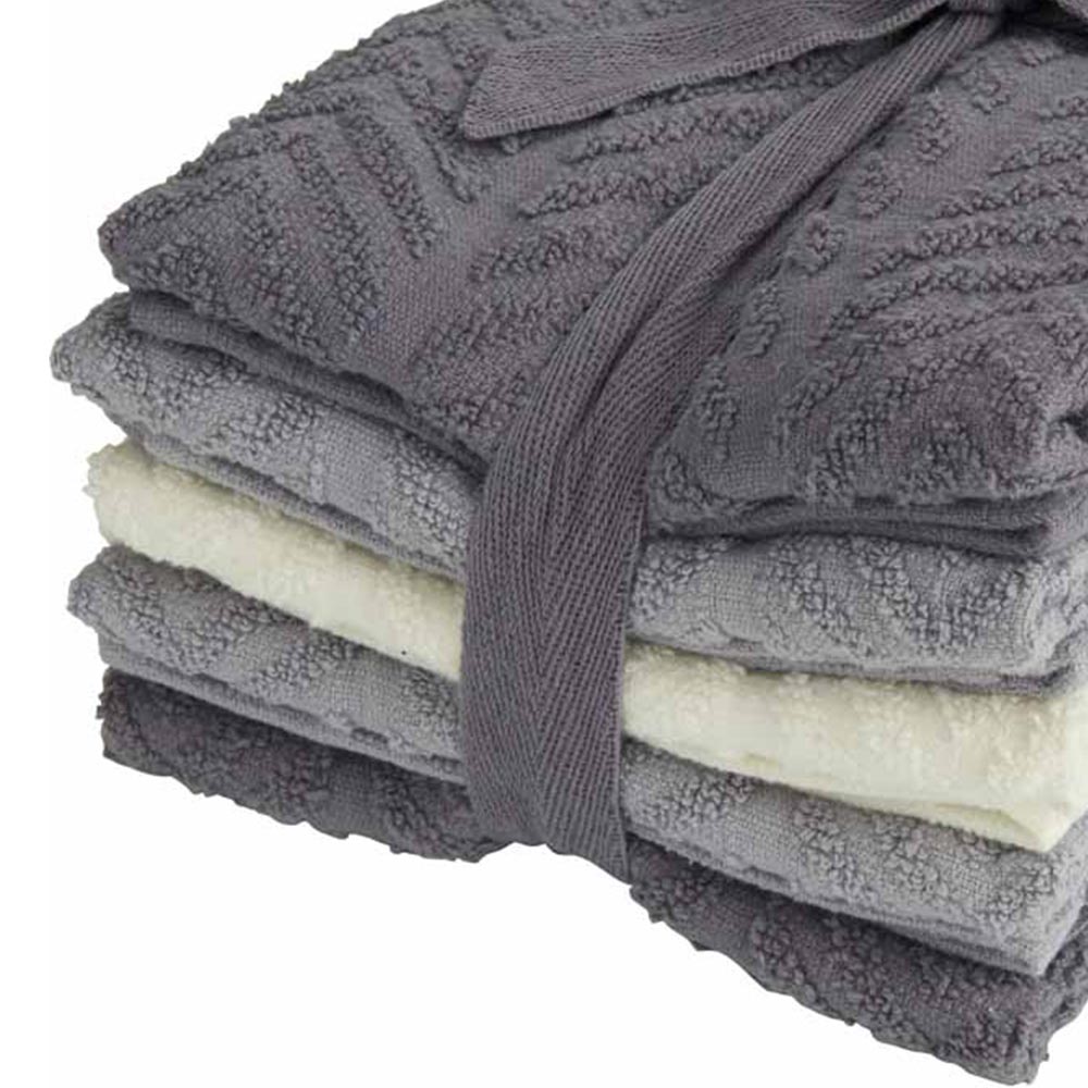 Wilko Grey and Cream Tea Towel 5 Pack Image 3