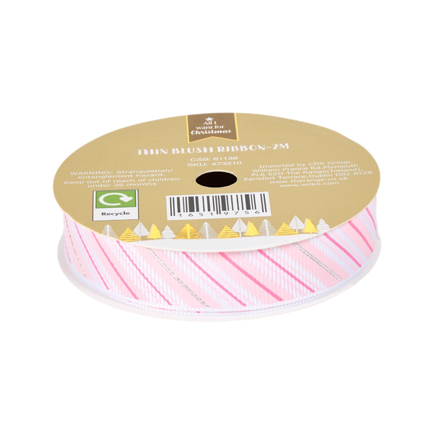 Festive Thin Blush Ribbon Image 3