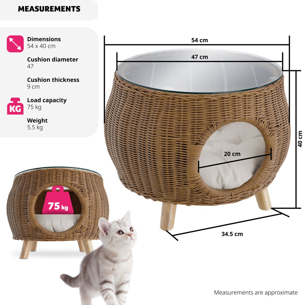 tectake Kalea 2 Door Cat Cupboard with Side Entrance and Scratching Mat Image 9