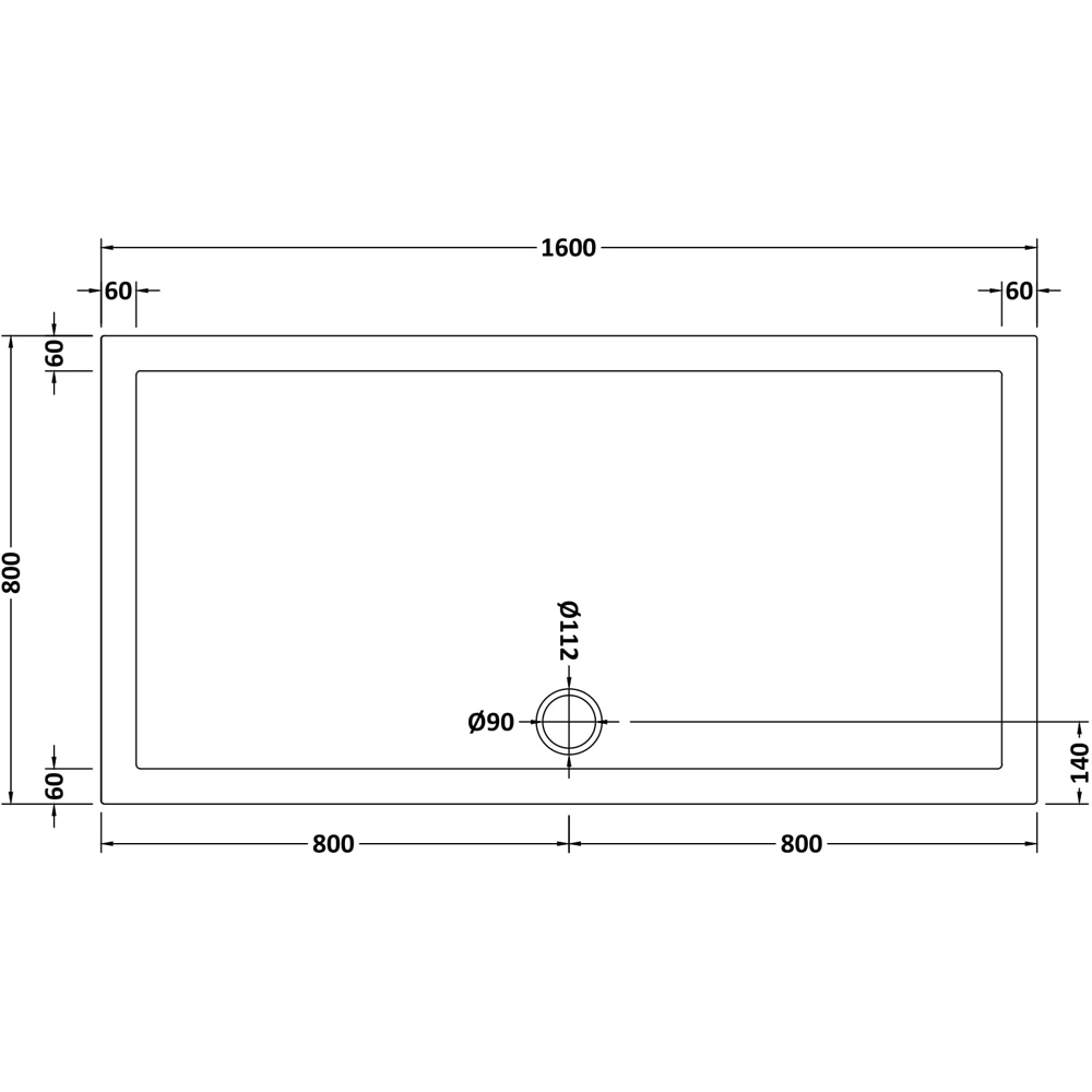 nuie White Slip Resistant Rectangular Shower Tray 1600 x 800mm Image 2