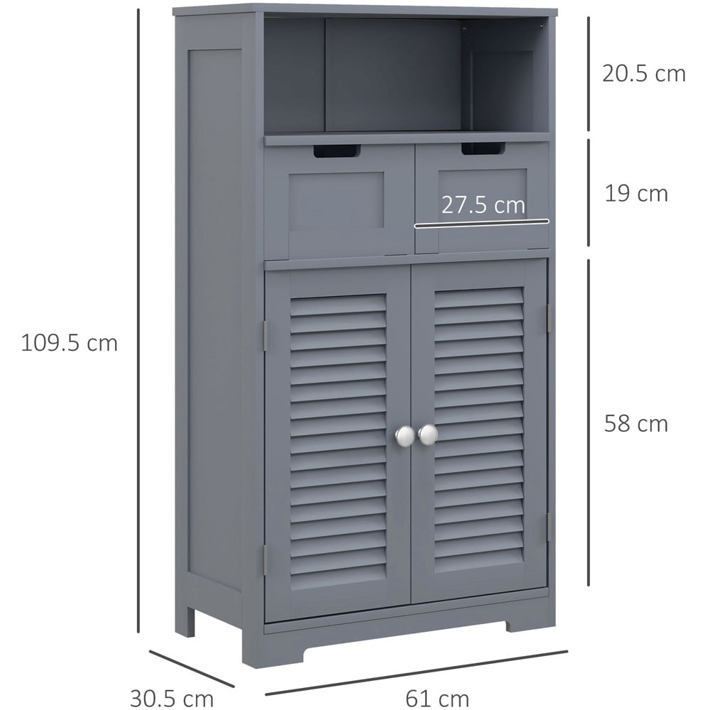 Portland 2 Door 2 Drawer Grey Bathroom Floor Cabinet Image 8