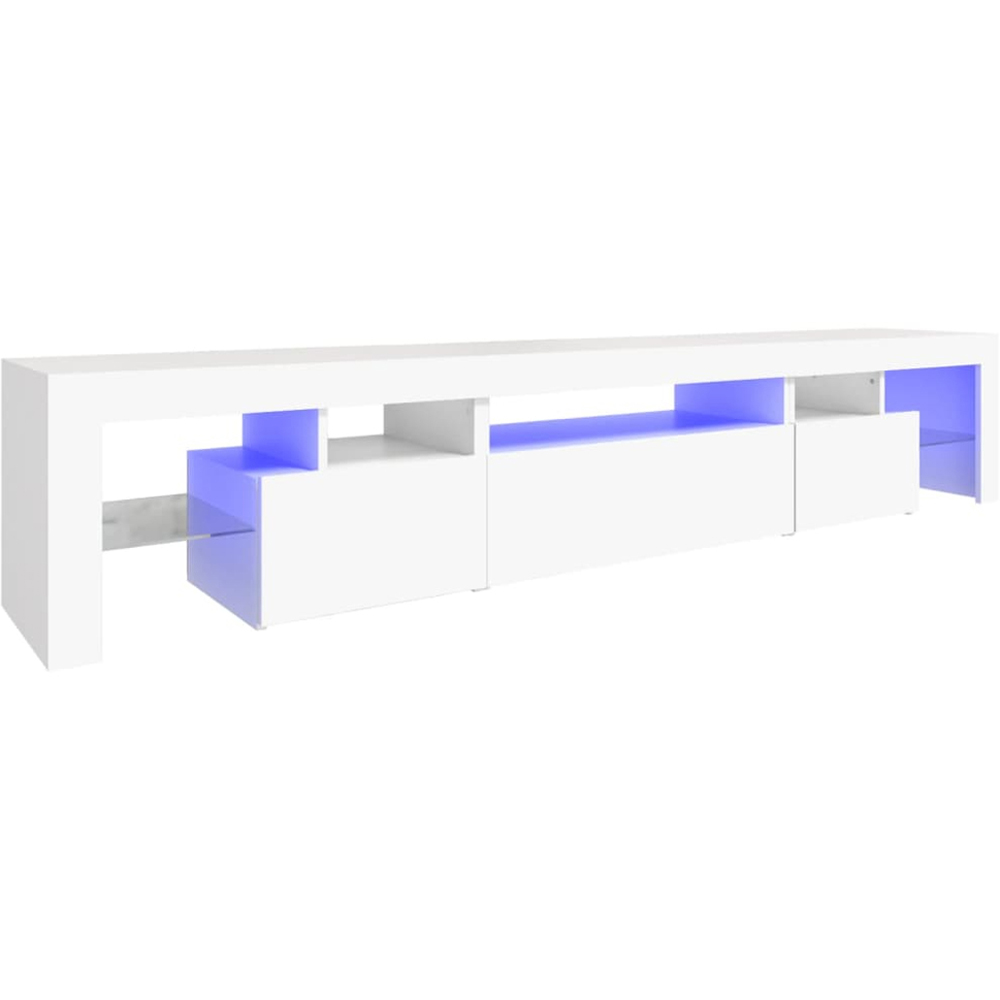 vidaXL 3 Door 5 Shelf White LED TV Cabinet Image 2