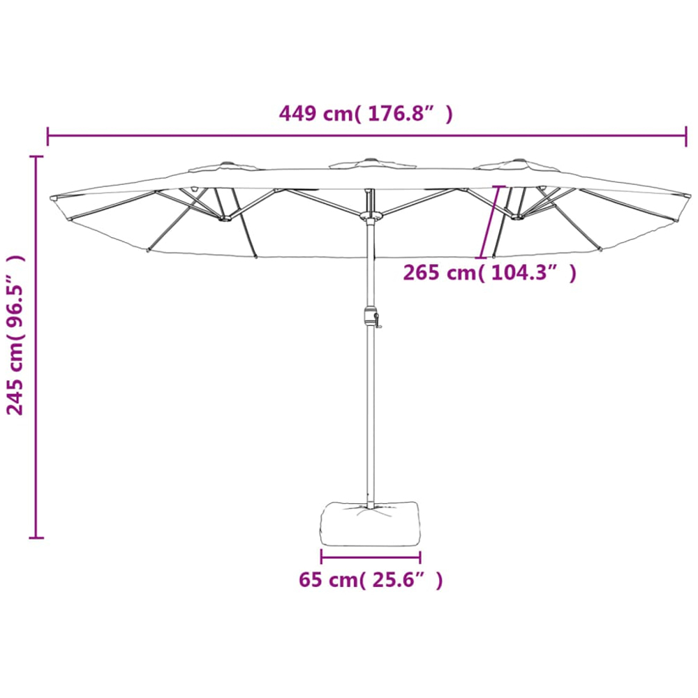 vidaXL Orange LED Double Head Parasol 4.5 x 2.6m Image 6