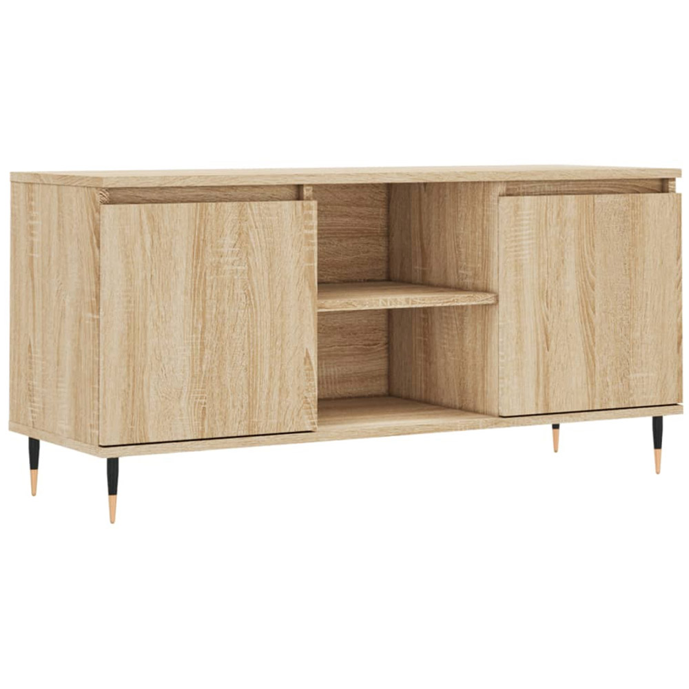 vidaXL 2 Door 2 Open Shelf Sonoma Oak TV Cabinet with Metal Legs Image 2