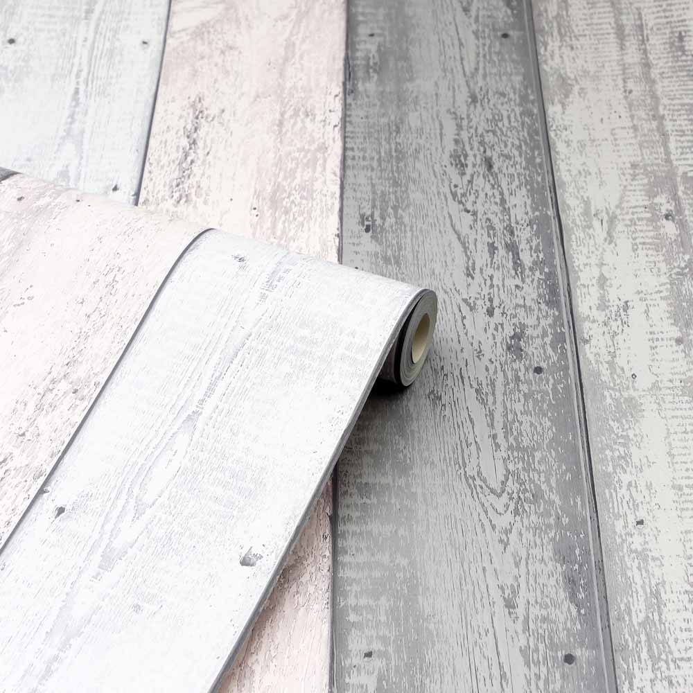 Arthouse Painted Wood Pink and Grey Wallpaper Image 2