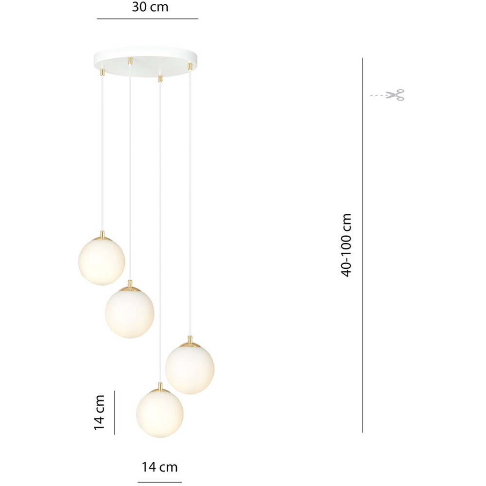Emibig Royal 4 Light White Shade White and Gold E14 Ceiling Pendant Light Image 9