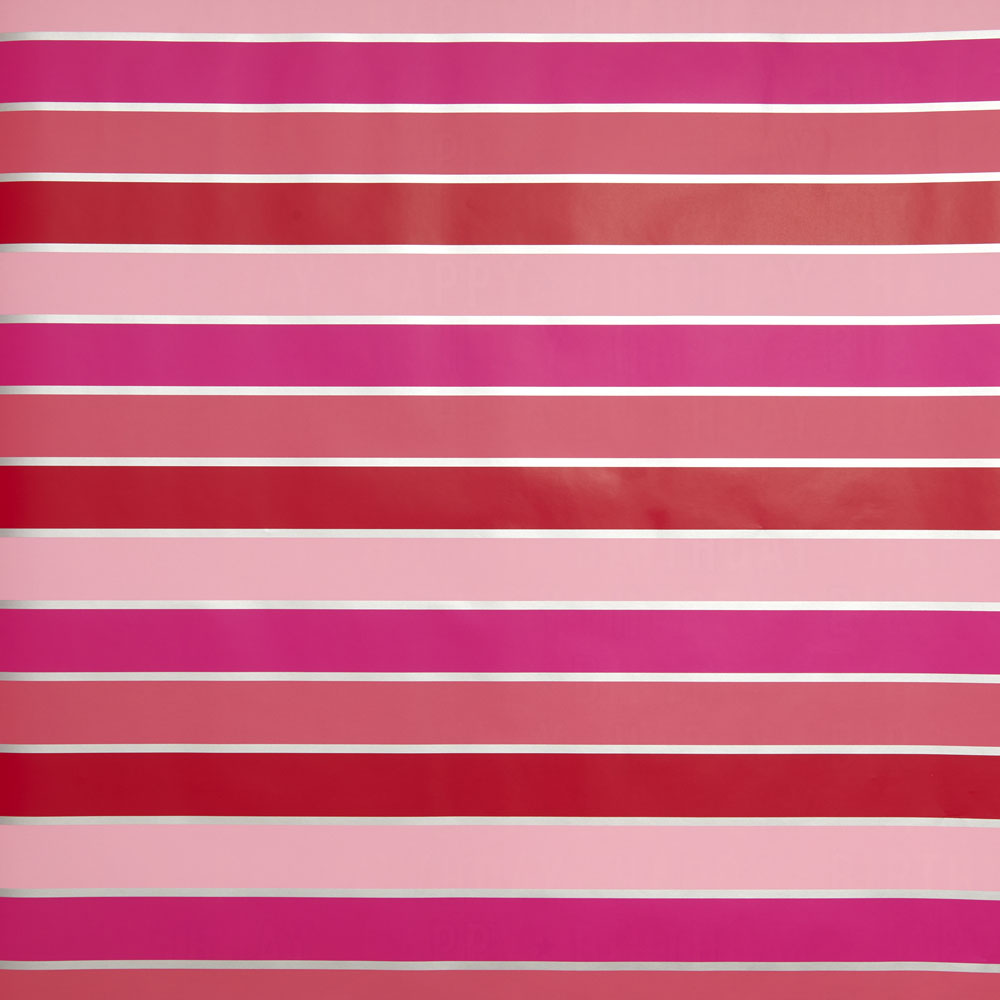 Wilko 3m Pink Stripe Roll Wrap Image 1