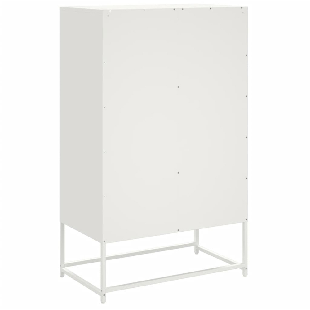 vidaXL 2 Drawer 4 Open Shelf White Steel Highboard Image 7