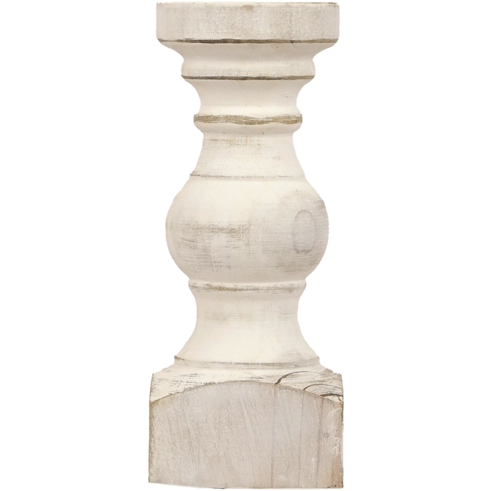 Amara White Wooden Pillar Candle Holder Decoration Image 1