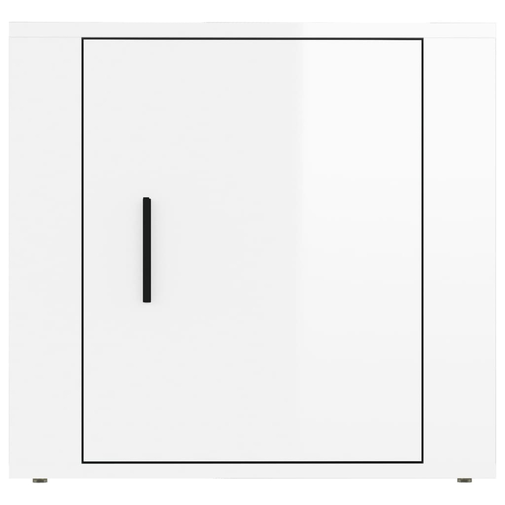 vidaXL Single Door High Gloss White Bedside Cabinet Set of 2 Image 3