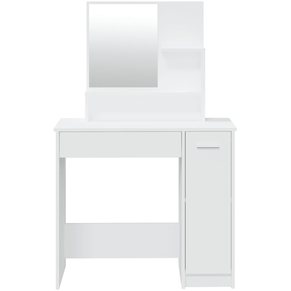 vidaXL Single Door Single Wide Drawer White Dressing Table with Mirror Image 6