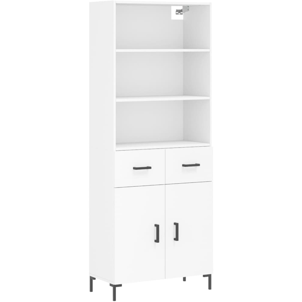 vidaXL 2 Door 2 Drawer 3 Shelf White Highboard Image 2