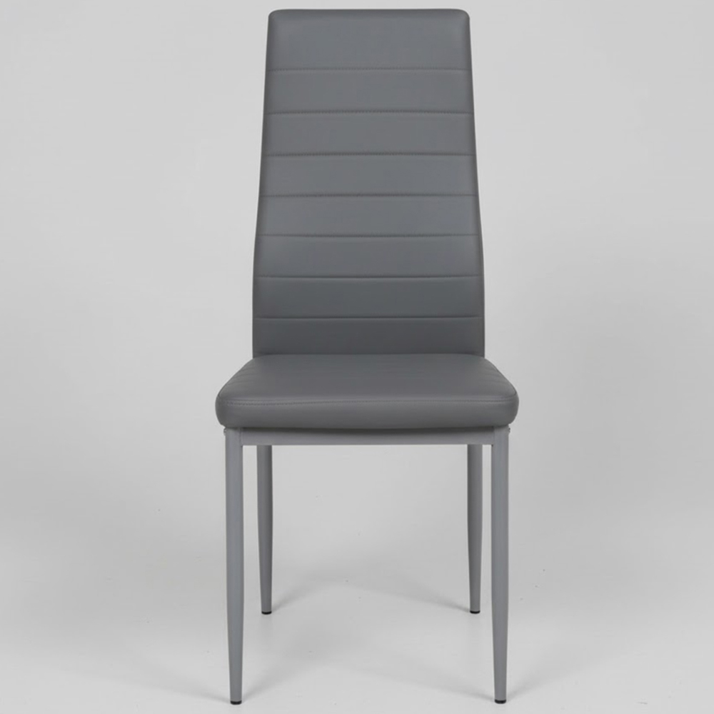 Kosy Koala 4 Seater Faux Leather Dining Set Oak Effect and Grey Image 2