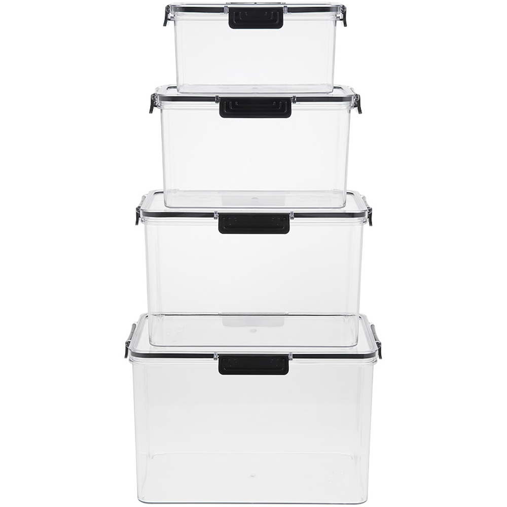 Living and Home Clear Stackable Fridge Organiser Storage Box Set 4 Pack Image 2