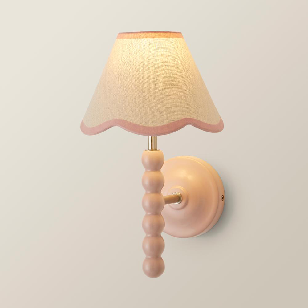 ValueLights Trim Scallop Shade Pink Bobbin LED Wall Light with Bulb Image 4