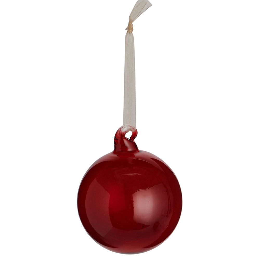 Wilko 4 Pack Winter Red Glass Baubles Image 3