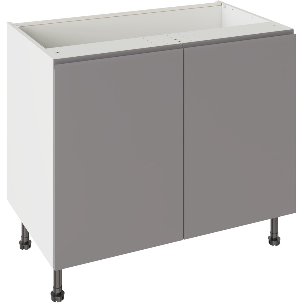 Kitchen Kit J-Pull Matt Dust Grey Base Kitchen Cabinet Flatpack 1000mm Image 1