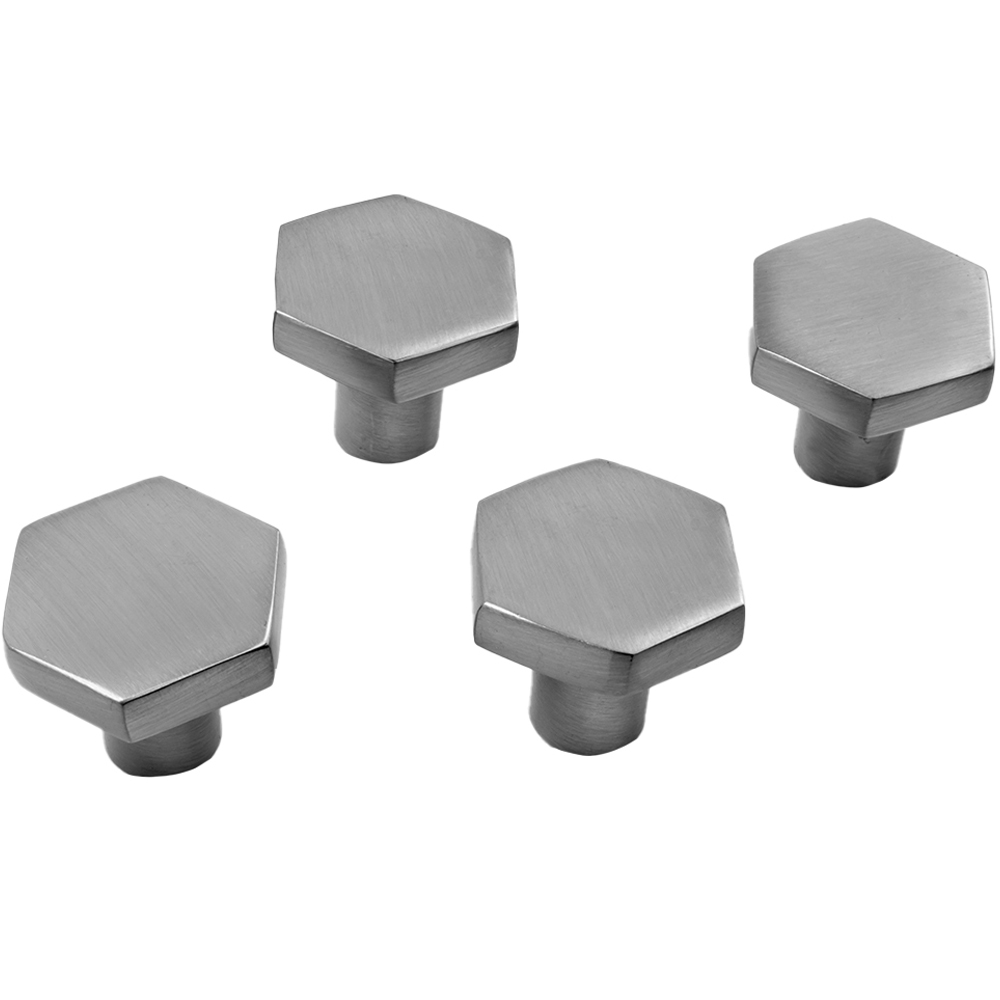 Wilko Scandi Hexagonal Satin Door Knob 4 Pack Image 1