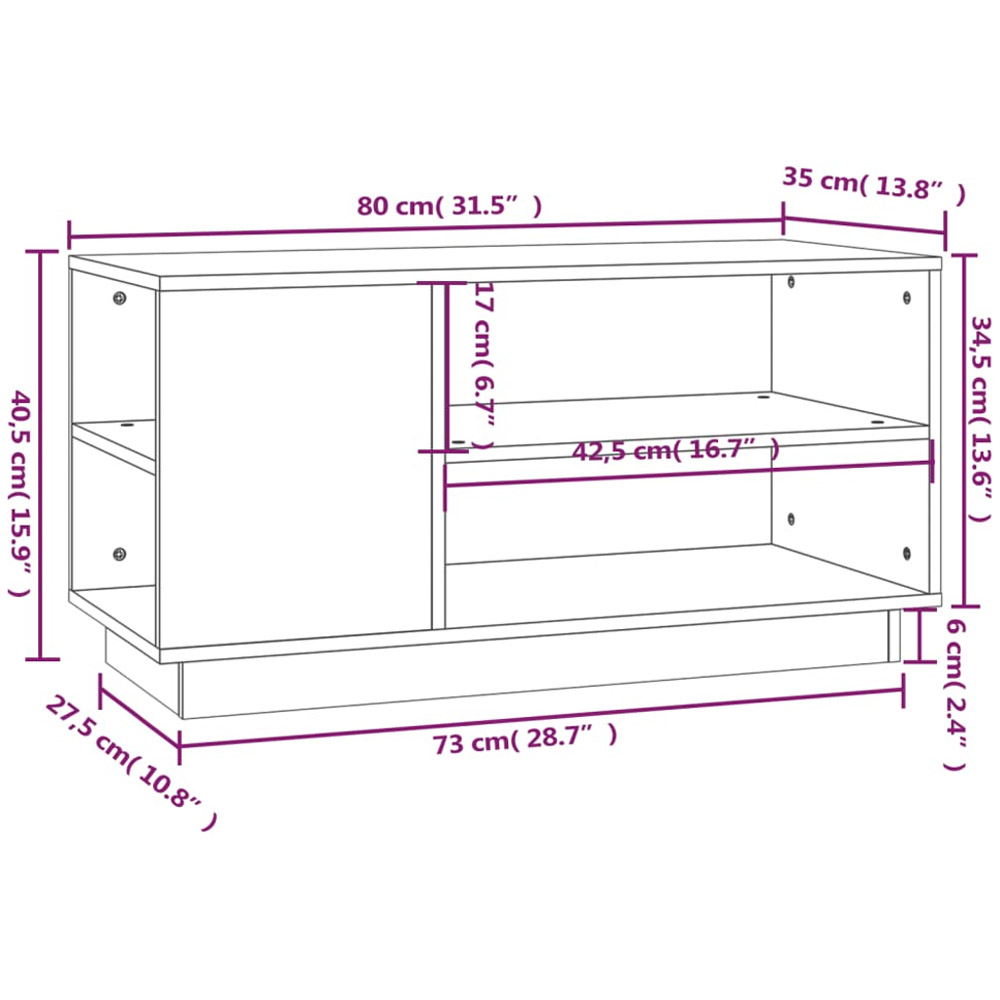 vidaXL 2 Open Shelf Honey Brown Solid Wood Pine TV Cabinet Image 9