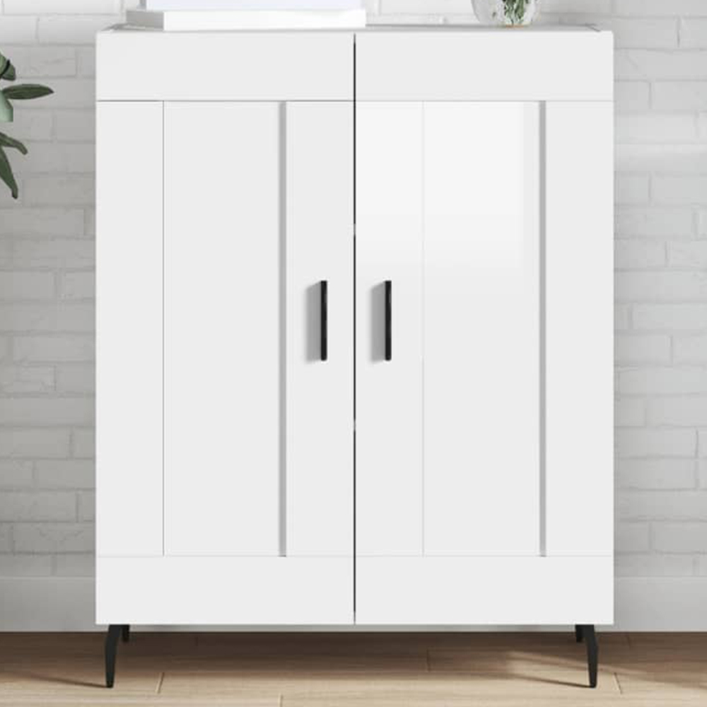 vidaXL 2 Door High Gloss White Sideboard Image 1