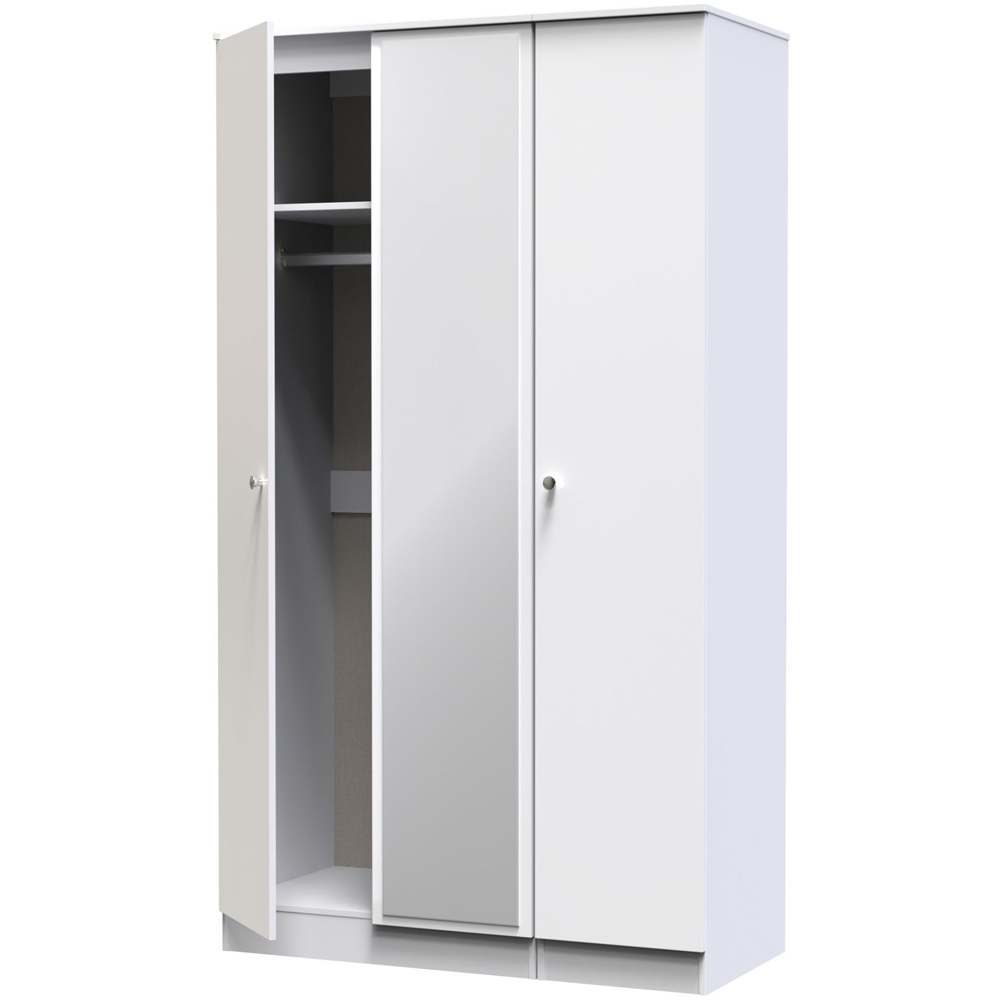 Crowndale Yarmouth 3 Door White Tall Mirrored Wardrobe Ready Assembled Image 6