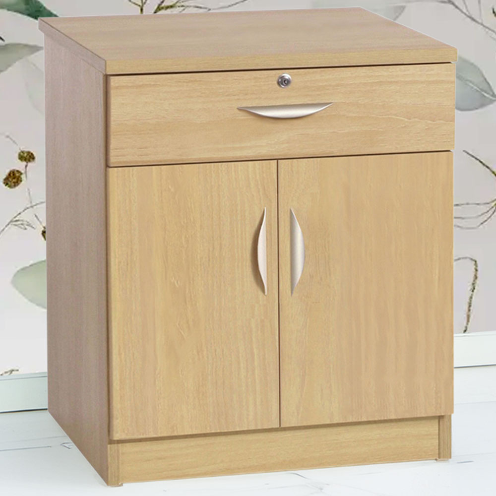 R White Cabinets 2 Door Single Drawer Brown Cupboard Image 1