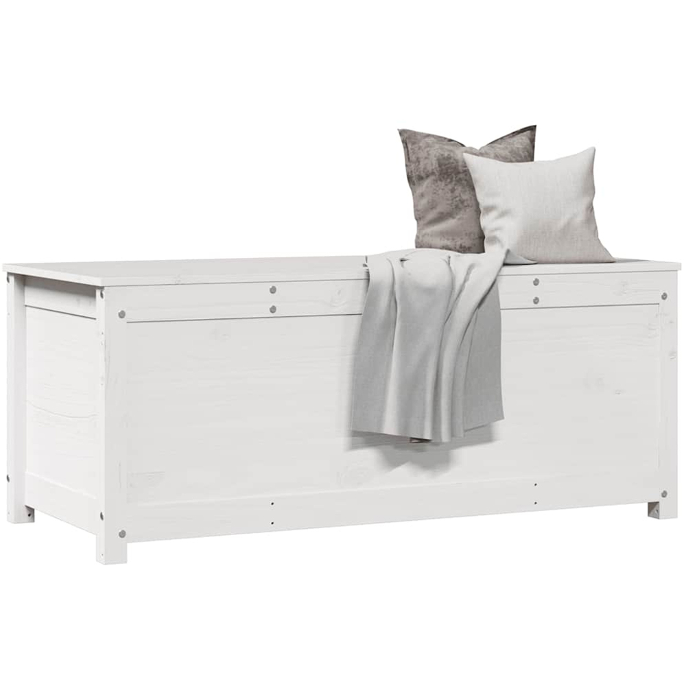vidaXL White Solid Pine Wood Storage Box with Lid 110 x 50 x 45.5cm Image 4