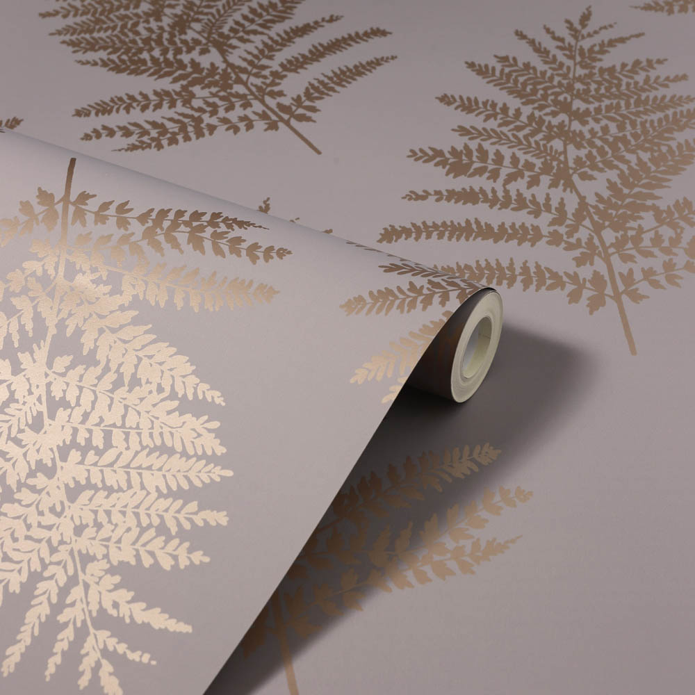 Arthouse Fern Light Charcoal and Rose Gold Wallpaper Image 2