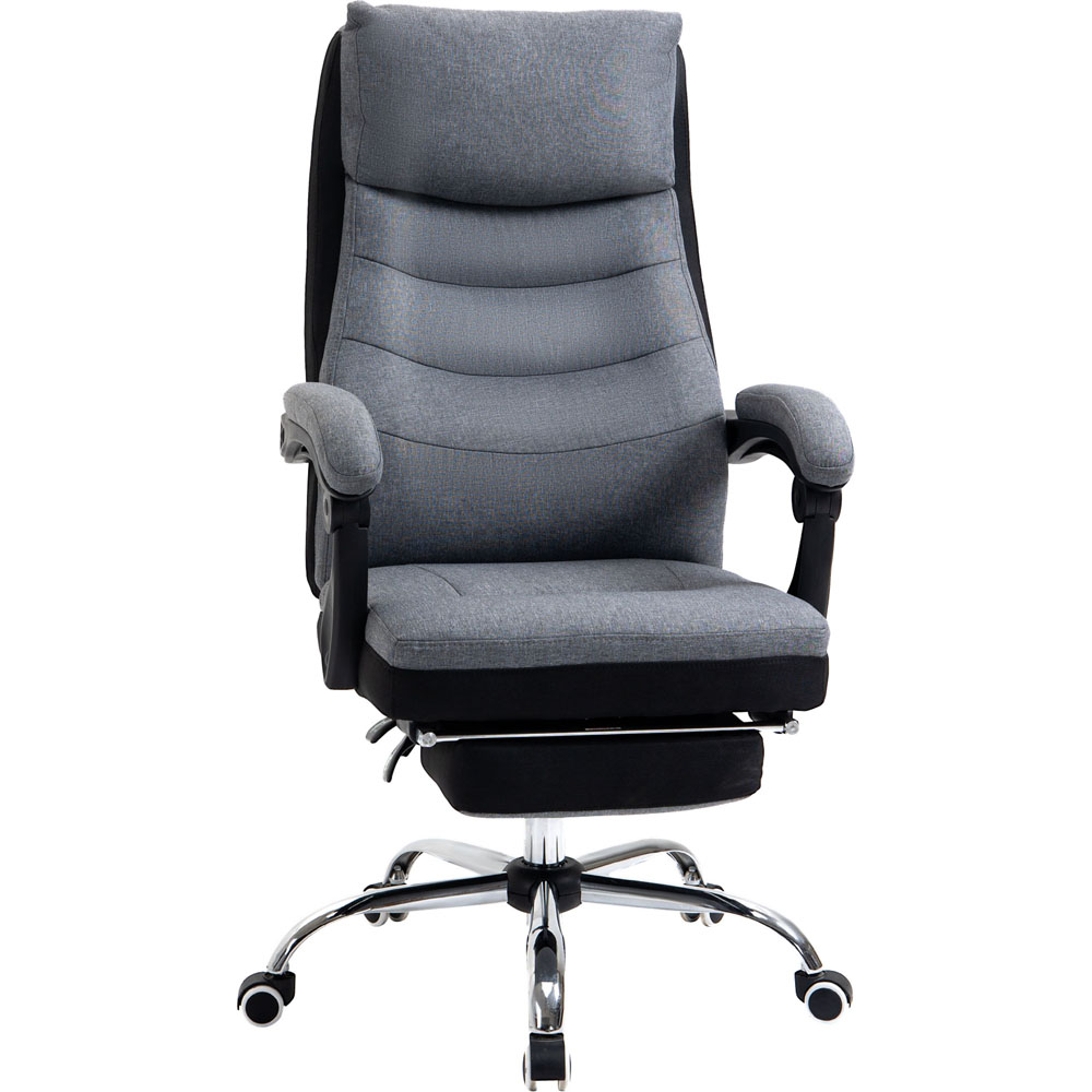 Portland Grey Linen Feel Fabric Swivel High Reclining Office Chair Image 2