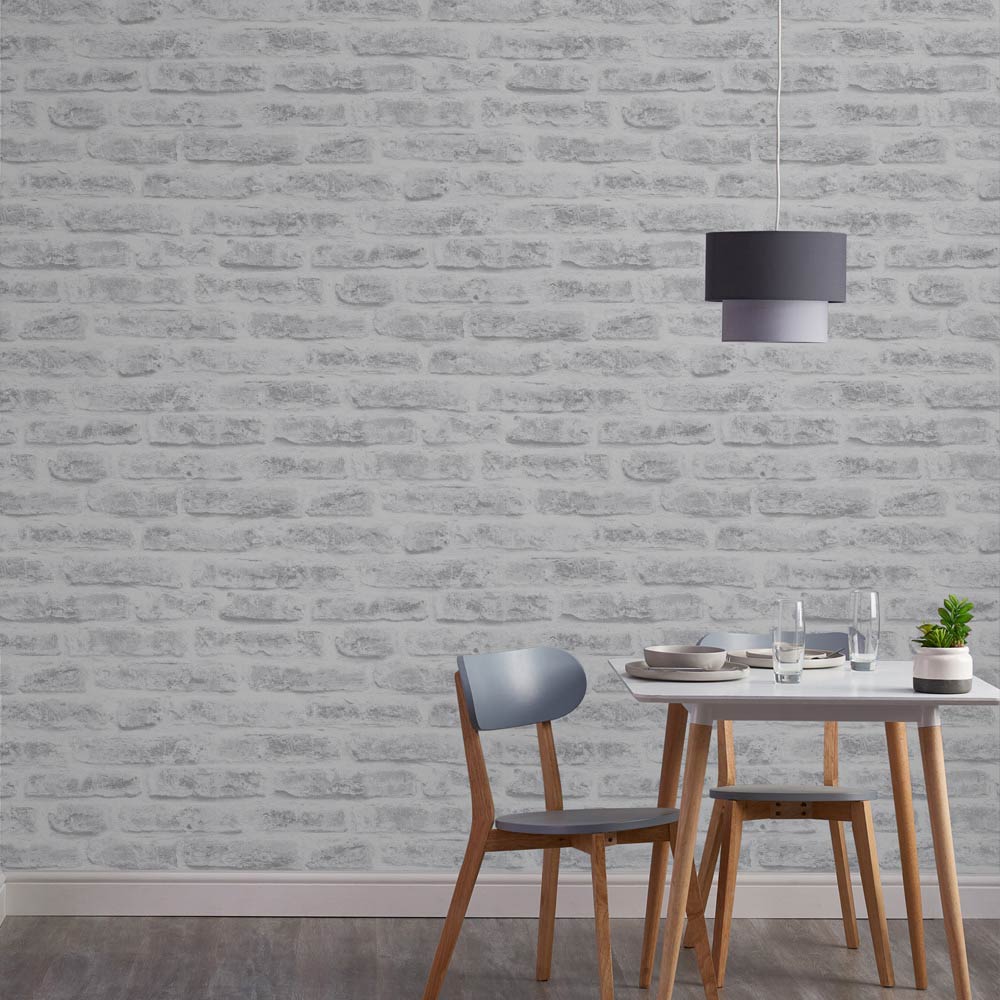 Superfresco Easy Realist Brick White Wallpaper Image 3