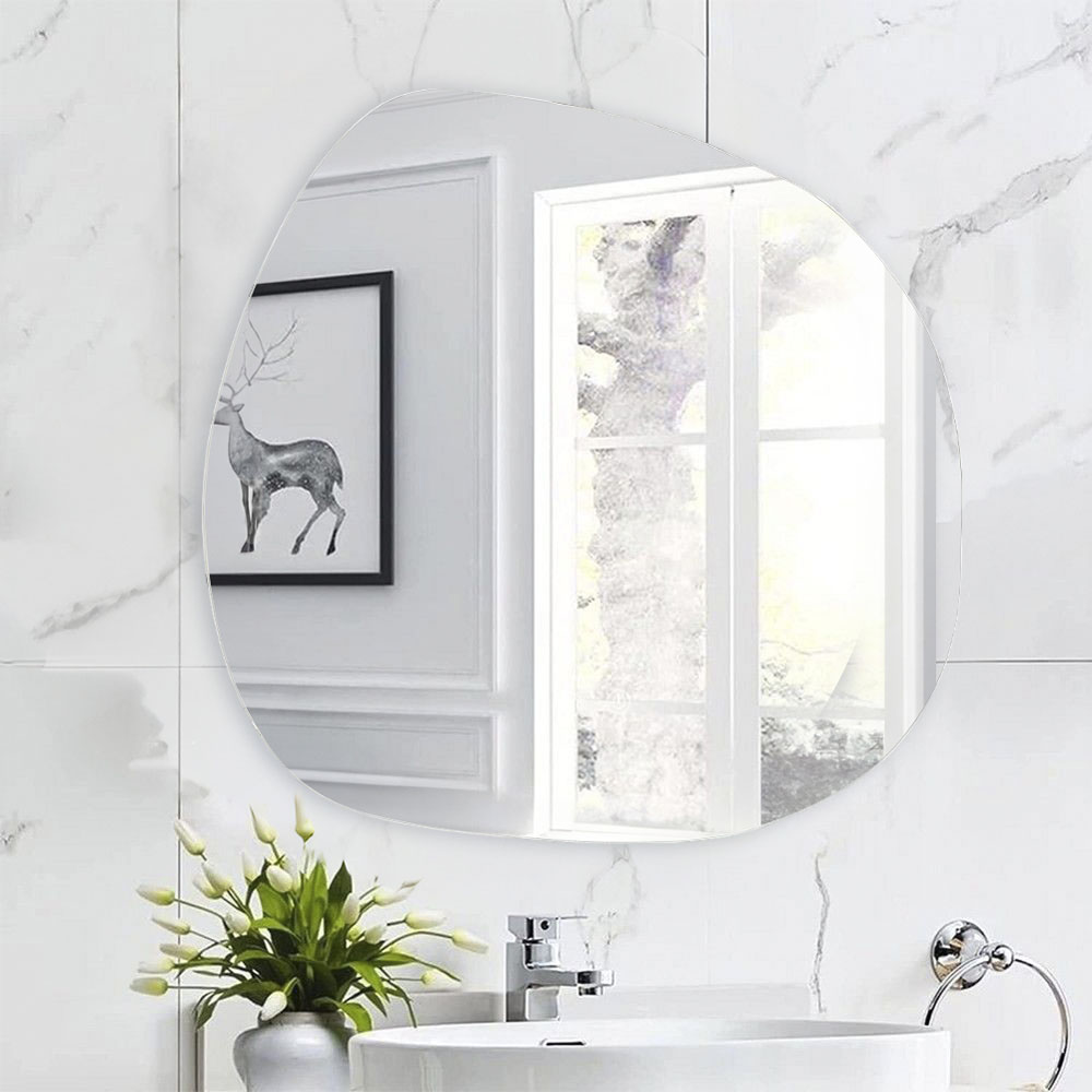 Living and Home White Frameless Irregular LED Wall Mirror 57.5 x 60cm Image 2