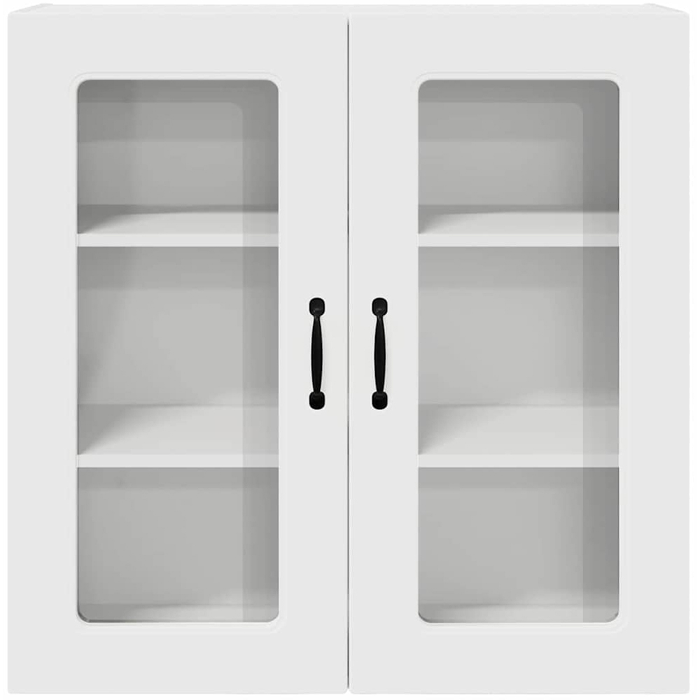 vidaXL 2 Glass Door White Kitchen Wall Cabinet Image 4