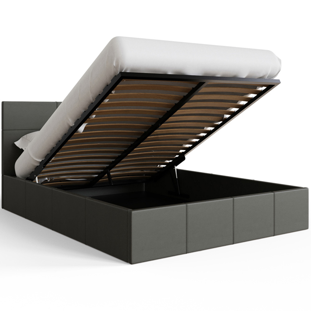 GFW King Size Grey Faux Leather End Lift Ottoman Bed with Memory Pocket Spring Mattress Image 5