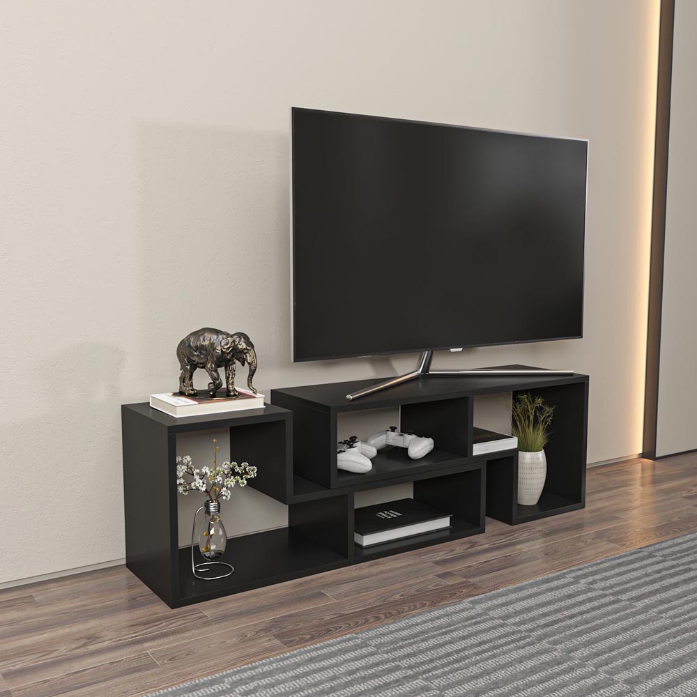 Decorotika Cubicco Black Adjustable TV Unit Image 4