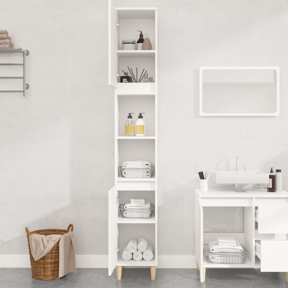 vidaXL 2 Door White Wooden Bathroom Cabinet Image 1