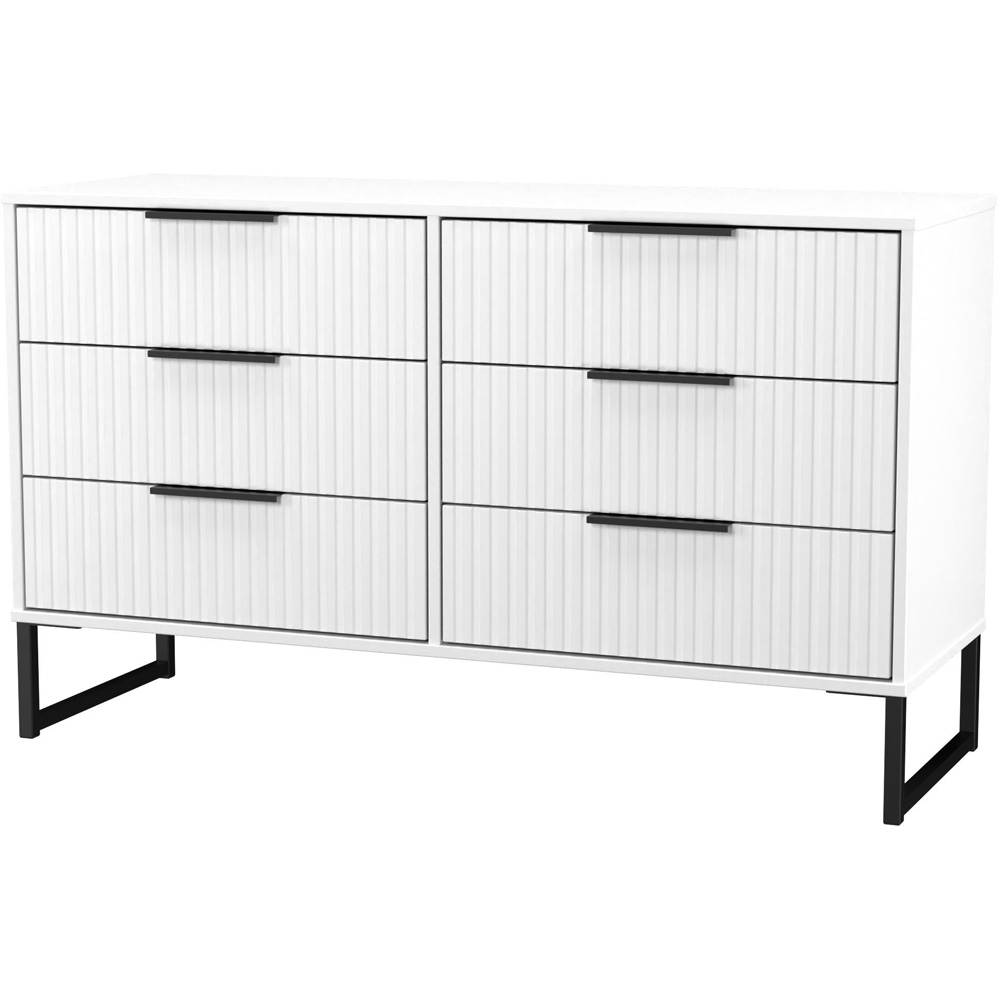 Crowndale Fluted 6 Drawer White Matt Wide Chest of Drawers Ready Assembled Image 4