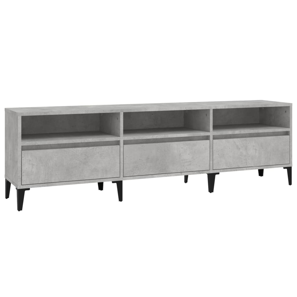 vidaXL 3 Drawer 3 Shelf Concrete Grey TV Cabinet Image 2