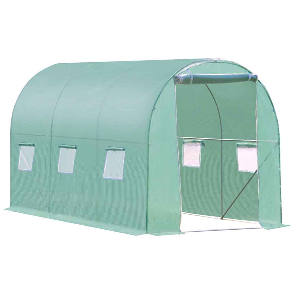 Outsunny Green PE Cover 6.6 x 10ft Walk In Polytunnel Greenhouse Image 1