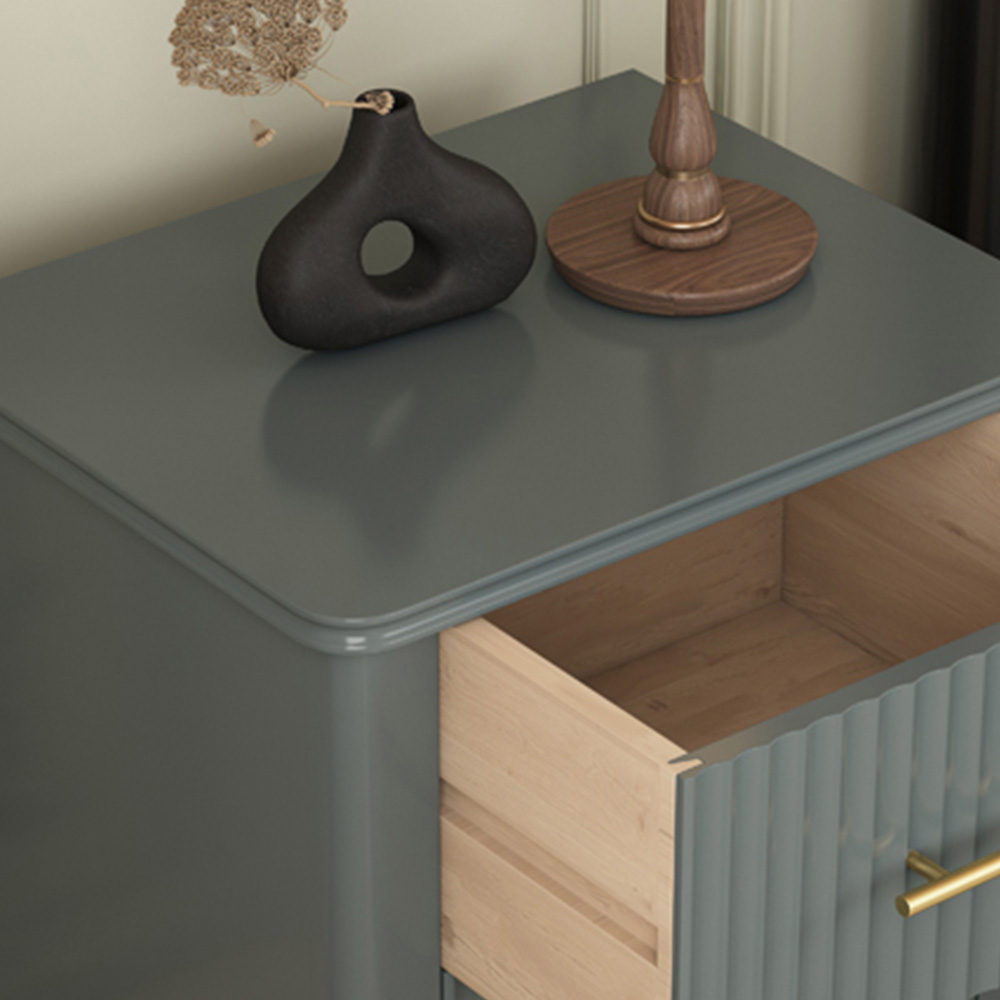 Cozzano 2 Drawer Grey Bedside Table Image 4