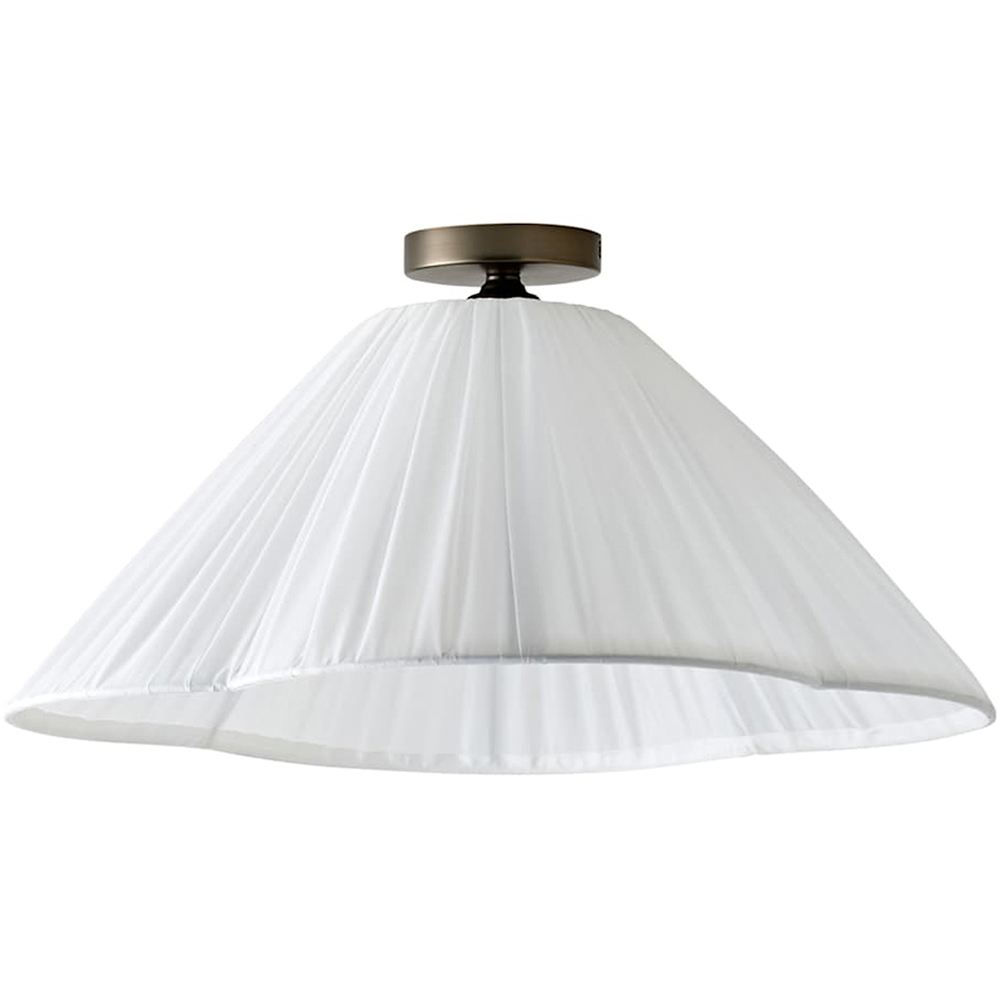 ValueLights Posie White Gathered Tapered Shade Flush Ceiling Light with Bulb Image 1