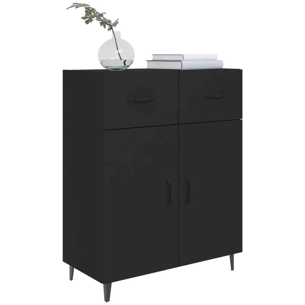 vidaXL 2 Door 2 Drawer Black Sideboard Image 4