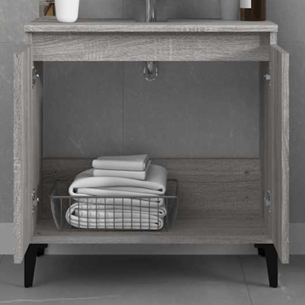 vidaXL 2 Door Wood Sonoma Oak Washbasin Cabinet Image 1