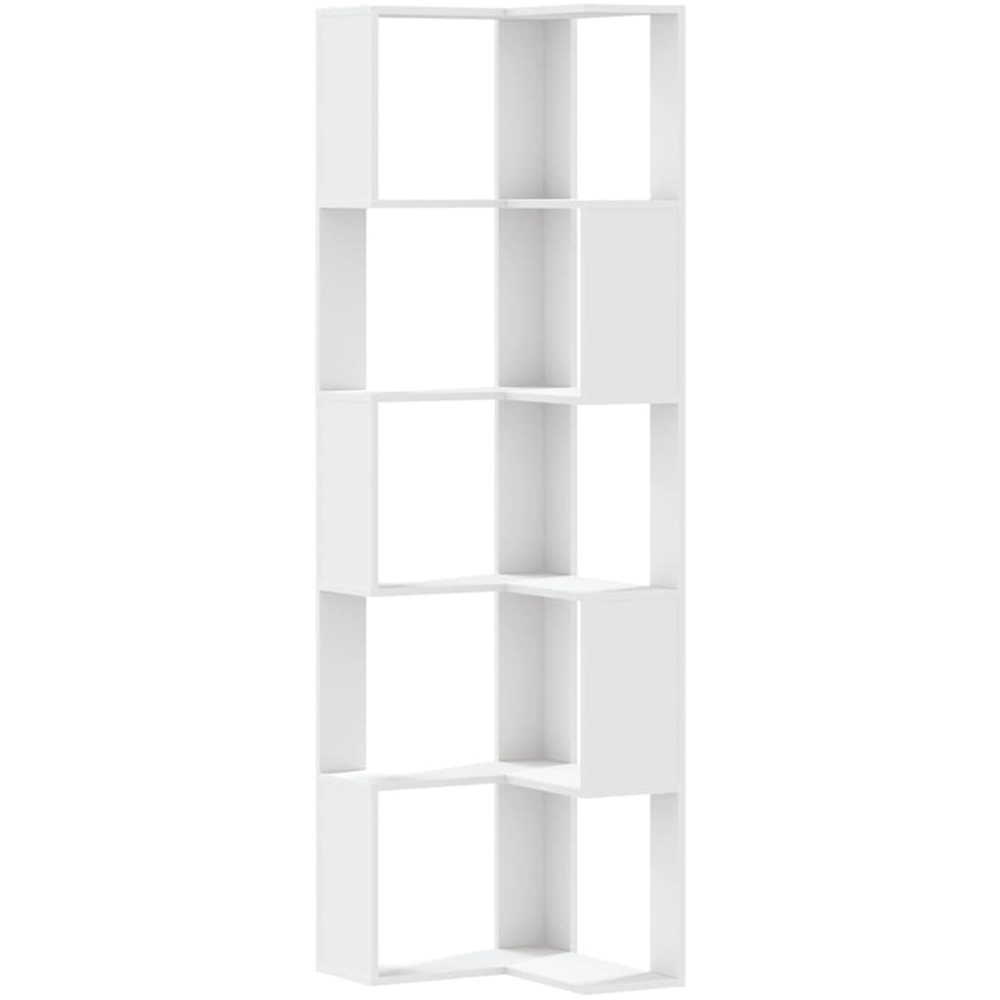 vidaXL 5 Shelf White Corner Bookcase Image 2
