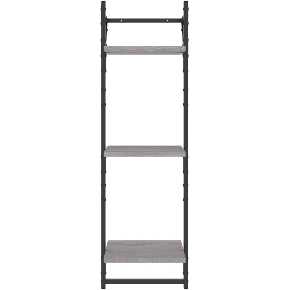 vidaXL 3-Tier Grey Sonoma Wall Shelf with Bars Set of 2 Image 4
