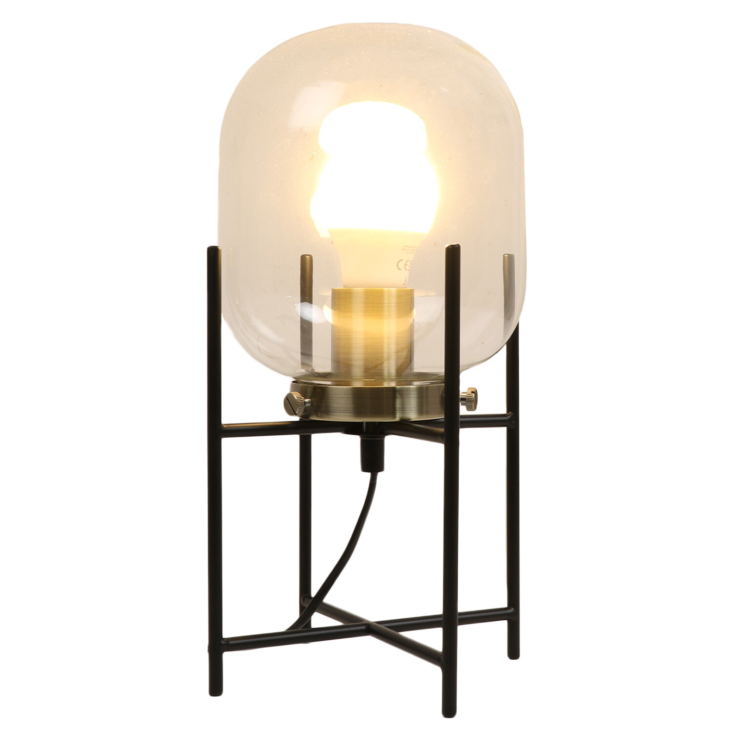 Oliver Black Glass Industrial Table Lamp Image 1