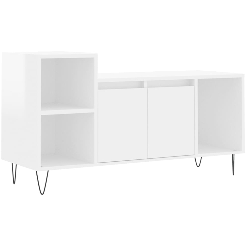 vidaXL 2 Door 3 Shelf High Gloss White TV Cabinet Image 2